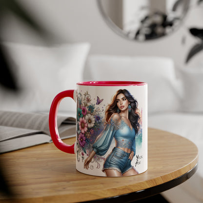 Yuck Fou Artistic Accent Mug, Floral Coffee Cup, Unique Gift for Her, Decorative Drinkware, Birthday Present, Home Décor