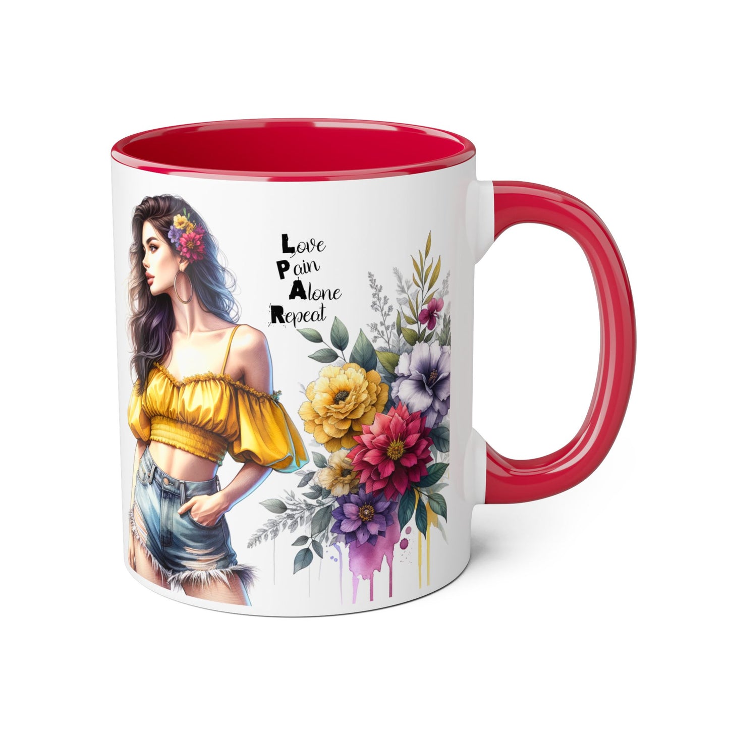 Boho Floral Accent Mug, Stunning Gift for Tea Lovers, Home Decor, Coffee Lover's Gift, Birthday Present, Art Print Mug