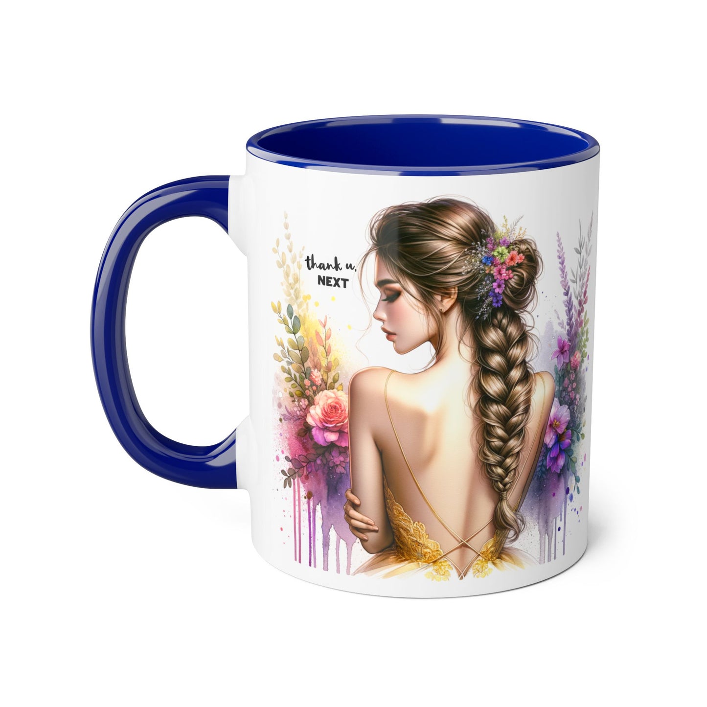 Thank U, Next Floral Art Accent Mug - Perfect Gift for Coffee Lovers, Boho Decor, Birthday, Tea Time, Home Office