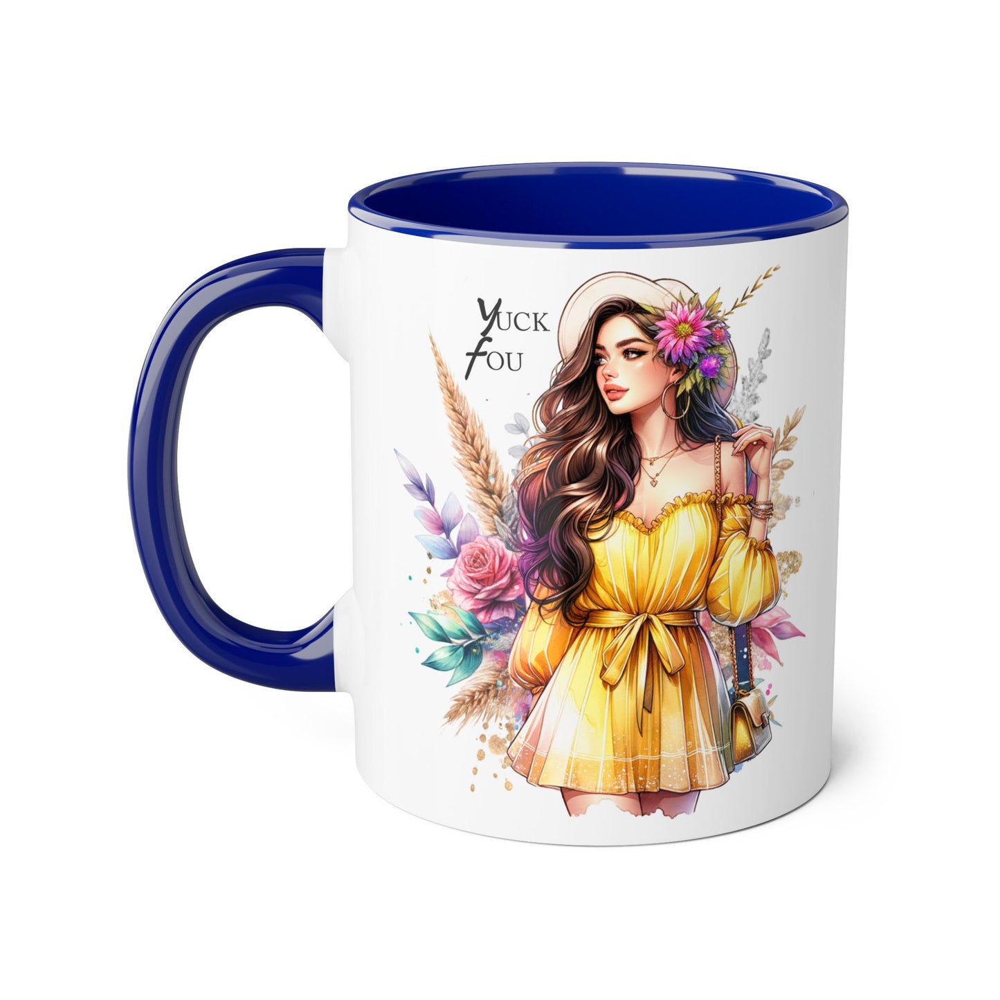 Yuck Fou Chic Floral Accent Mug, Black-Handled Coffee Cup, Gift for Her, Boho Kitchen Decor, Unique Birthday Present, Fun Art Mug, [...]