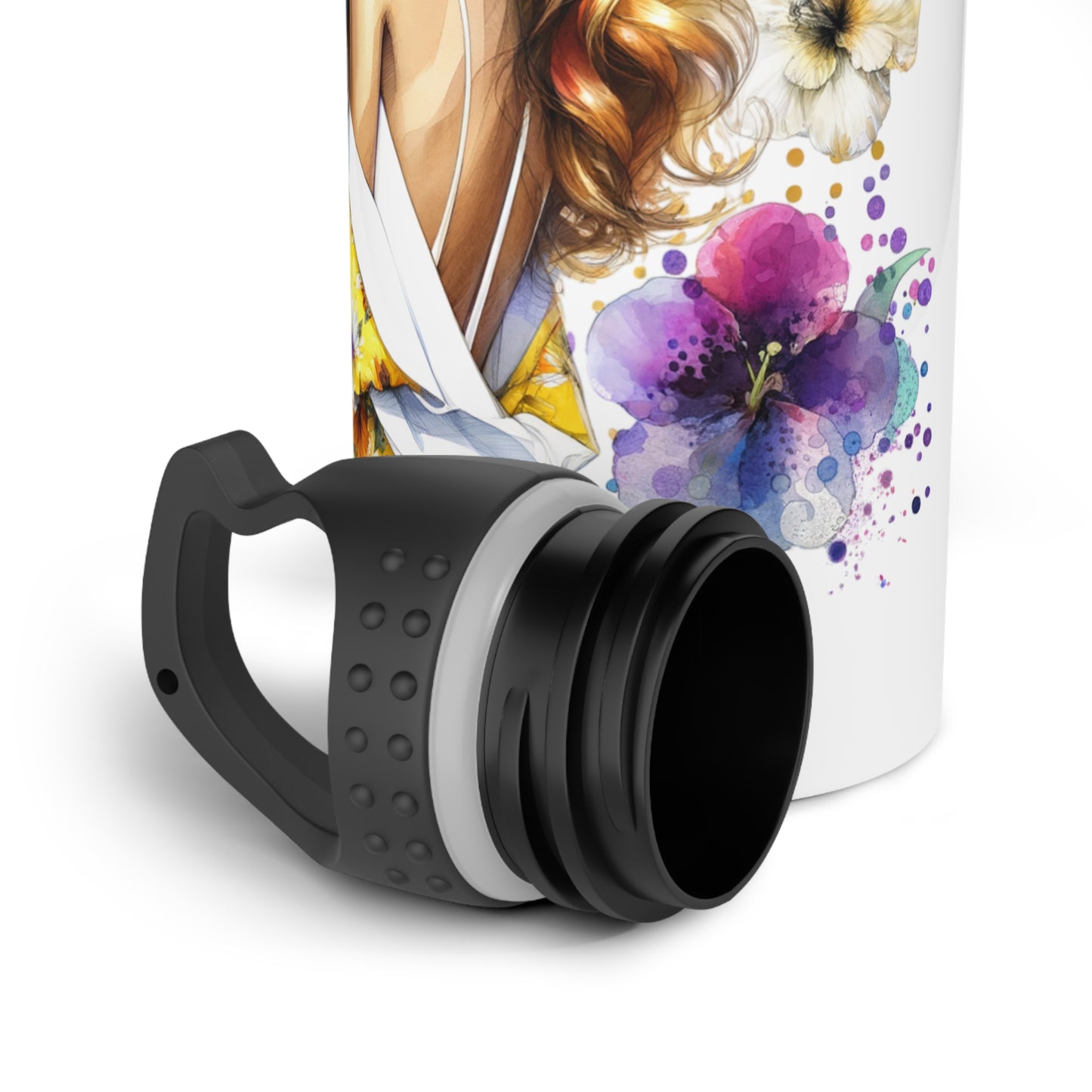 Thank U, Next Stylish Stainless Steel Water Bottle with Floral Art - Perfect for Everyday Use, Travel, Gifts, Fitness, Eco-Friendly Hydration