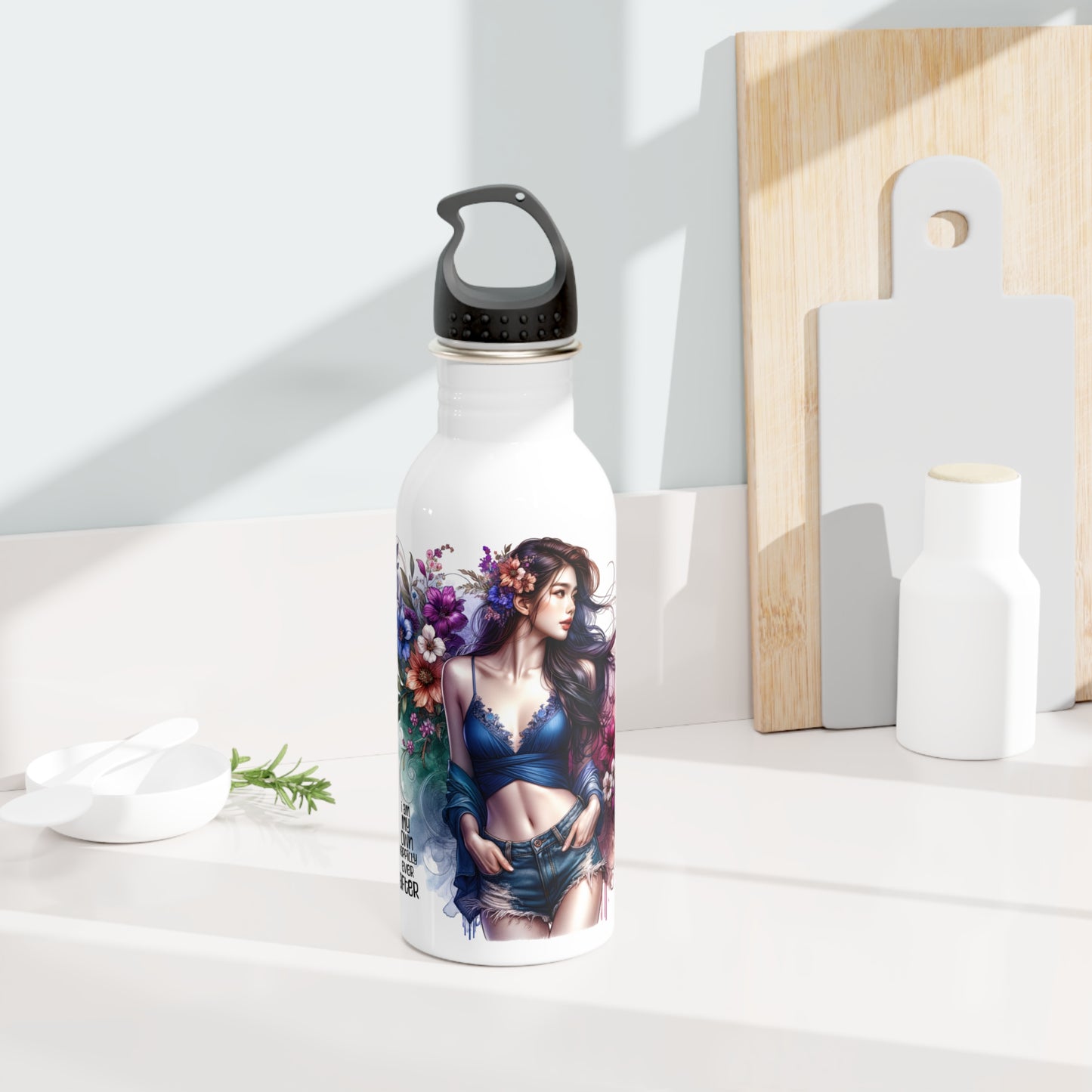 I Am My Own Happily Ever After Floral Stainless Steel Water Bottle | Eco-Friendly Hydration, Nature Lover Gift, Travel Bottle, Workout Accessory, Reusable Water Jug