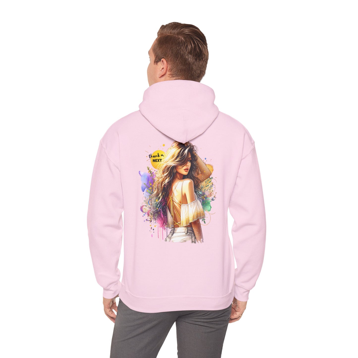 Thank U, Next Vibrant Art Hoodie - Stylish Unisex Sweatshirt with Colorful Design, Casual Wear, Gift Idea for Festivals, Cozy Layering