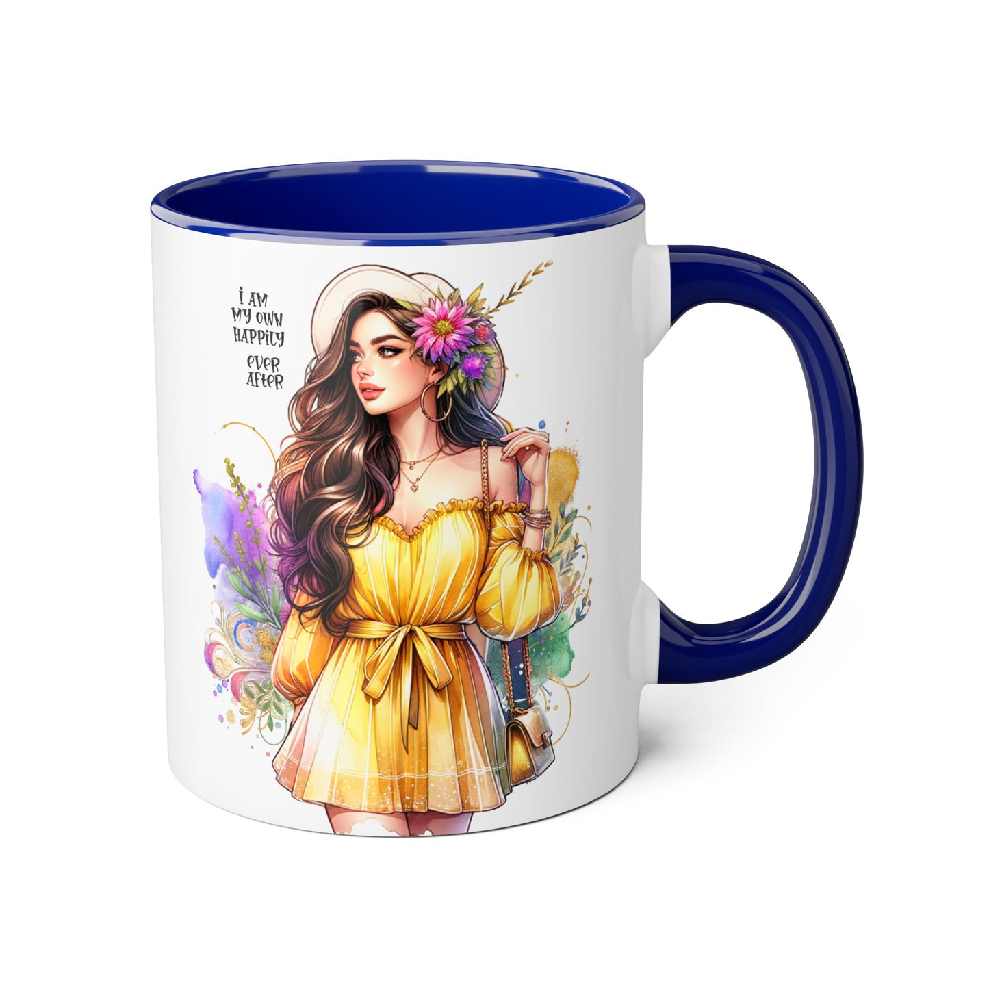 I Am My Own Happily Ever After Empowered Woman Accent Mug - 11oz Black Trim | Inspirational Coffee Cup | Perfect Gift for Friends & Self-Care