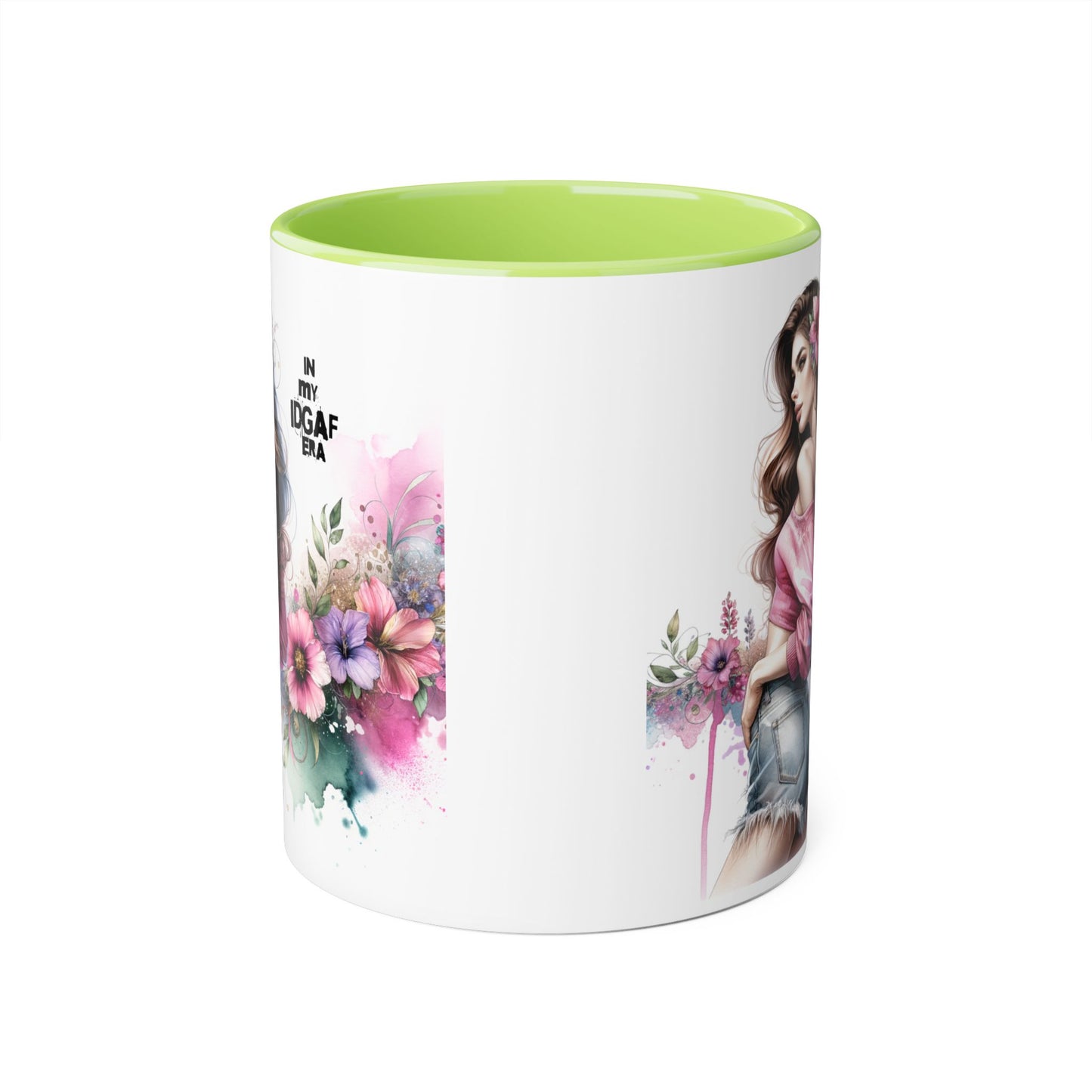 Chic Floral Accent Mug, In My IDGAF Era Coffee Cup, Gift for Her, Stylish Tea Mug, Fun Drinkware for Home & Office