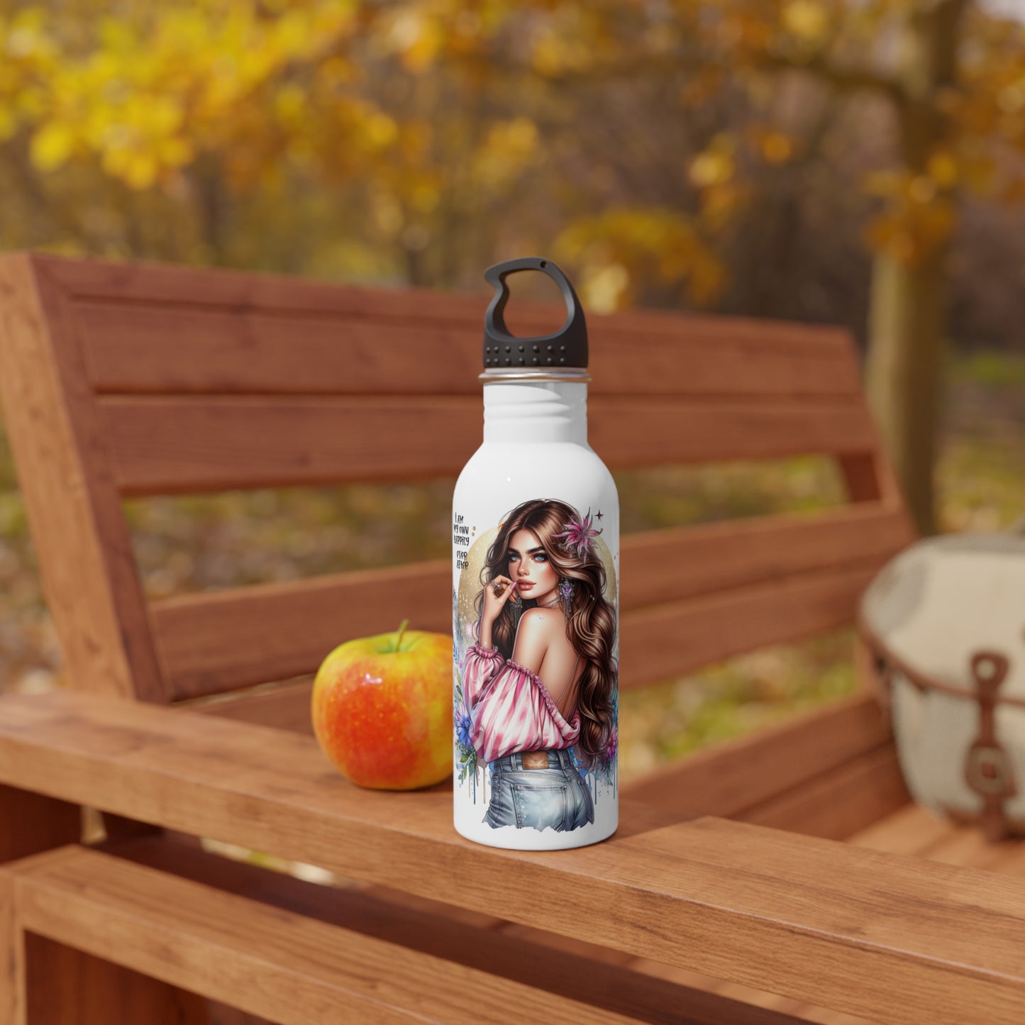 I Am My Own Happily Ever After Stylish Stainless Steel Water Bottle - Inspirational Floral Design for Fitness & Outdoor Enthusiasts