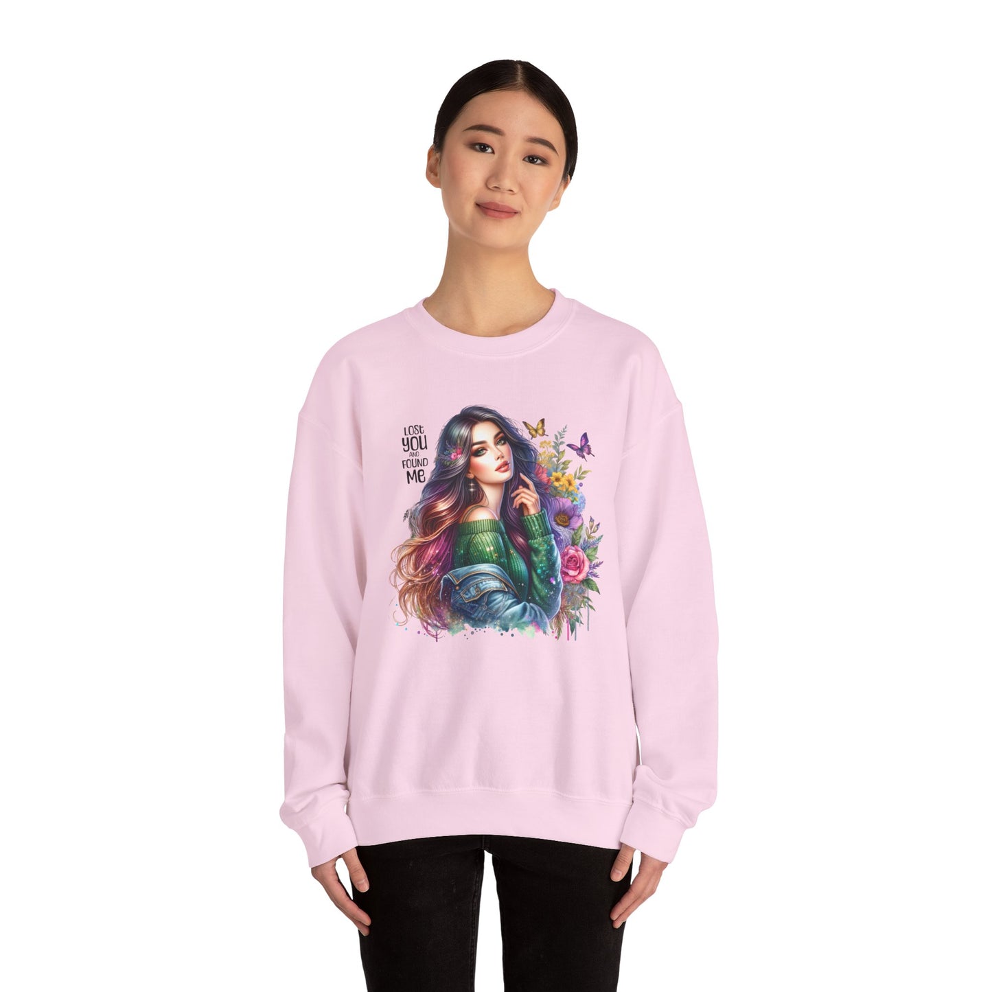 Lost You And Found Me Bohemian Floral Crewneck Sweatshirt, Cozy Graphic Sweatshirt, Gift for Her, Unique Art Pullover, Spring Fashion Crew
