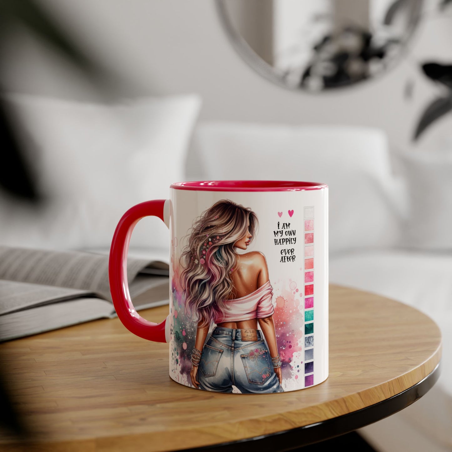 I Am My Own Happily Ever After Colorful Inspirational Accent Mug - Perfect for Coffee Lovers, Art Enthusiasts, Gift Ideas, Motivational Coffee Cup, Cozy Vibes
