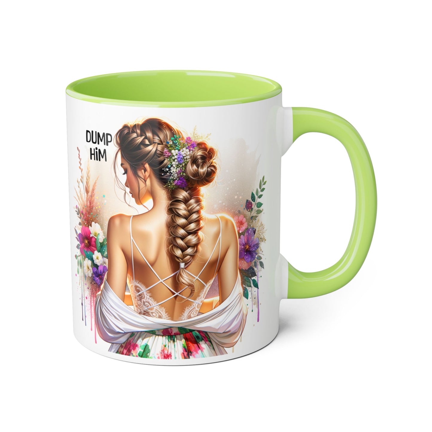 Elegant Floral Dump Him Mug | Inspirational Coffee Cup | Gift for Her, Birthday Present, Self-Care, Motivational Drinkware