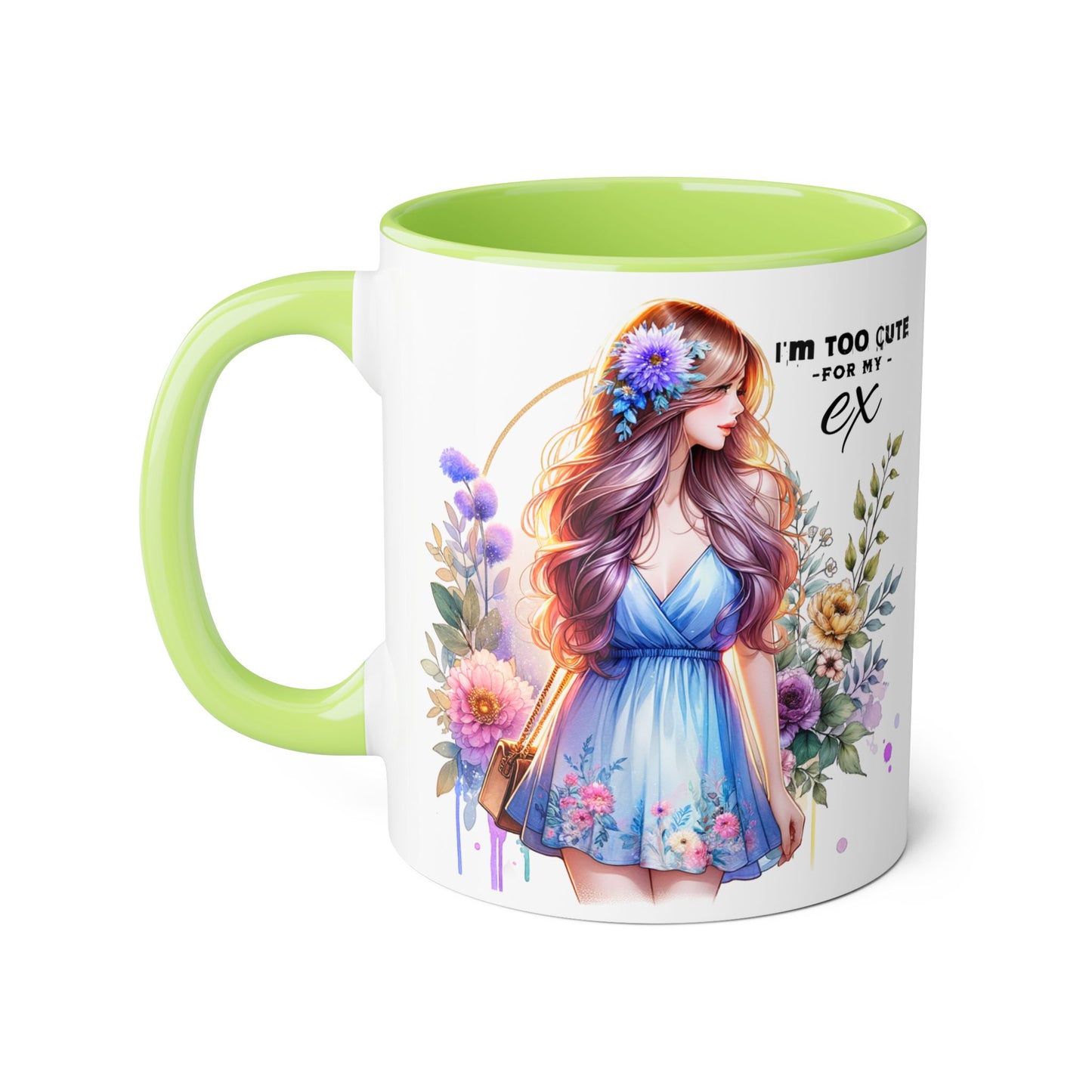 I'm Too Cute For My Ex Floral Ex-Partner Mug, Coffee Cup for Breakup Gifts, Girlfriend Present, Humor Mug, Cute Gift Idea for Her