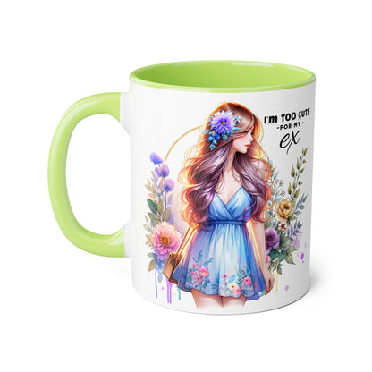 I'm Too Cute For My Ex Floral Ex-Partner Mug, Coffee Cup for Breakup Gifts, Girlfriend Present, Humor Mug, Cute Gift Idea for Her