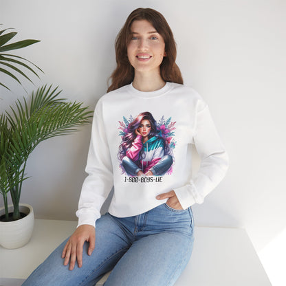 Chic Graphic Crewneck Sweatshirt - 1-800-BOYS-LIE, Cozy Sweatshirt, Fashion Sweatshirt, Casual Wear, Unique Gift, Trendy Outfit