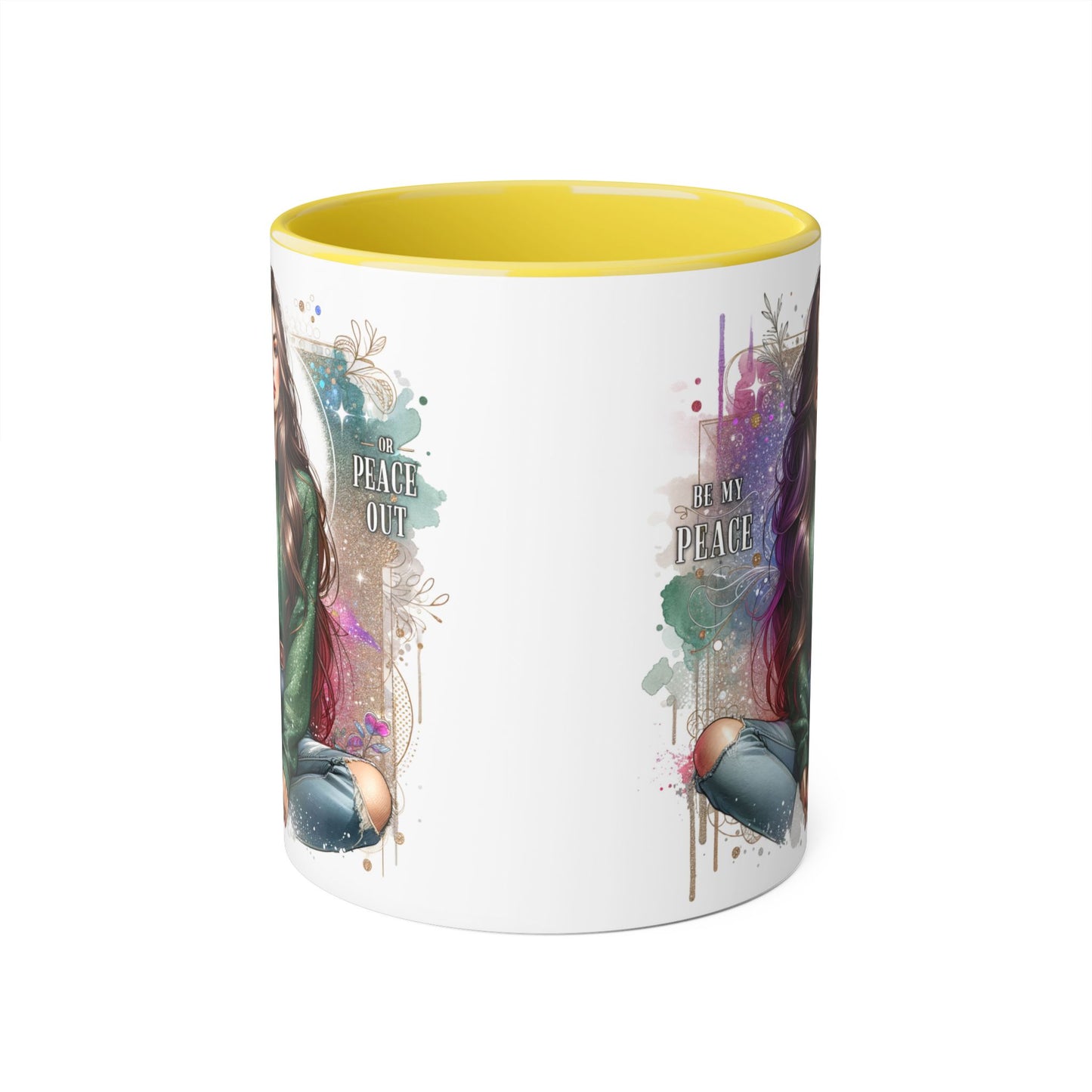 Artistic Be My Peace or Peace Out Mug, Inspirational Coffee Cup, Great for Relaxing Moments, Perfect Gift for Friends, Unique Home Decor, Peaceful Vibe