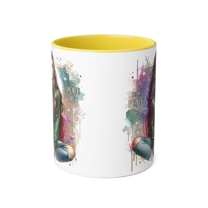 Artistic Be My Peace or Peace Out Mug, Inspirational Coffee Cup, Great for Relaxing Moments, Perfect Gift for Friends, Unique Home Decor, Peaceful Vibe