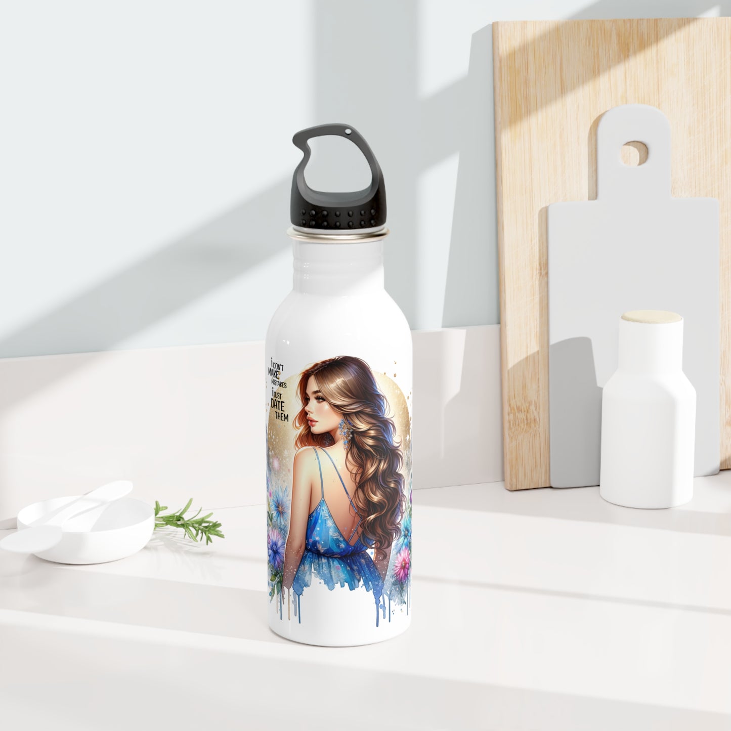 I Don't Make Mistakes, I Date Them Stylish Stainless Steel Water Bottle with Floral Design, Elevated Gift, Outdoor Hydration, Motivational Water Bottle, Unique Travel [...]