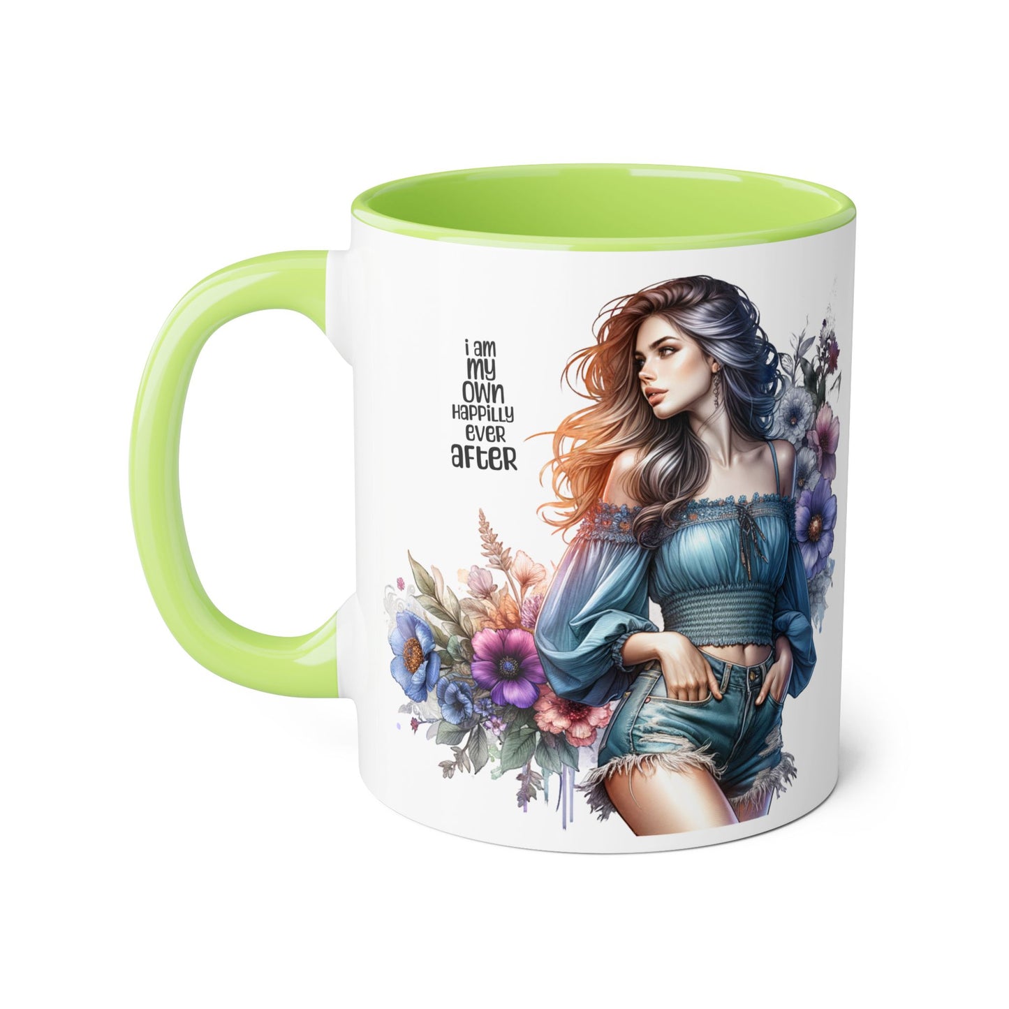 I Am My Own Happily Ever After Whimsical Floral Accent Mug - Perfect Gift for Her, Inspirational Coffee Cup, Self-Care Quotes, Boho Decor, Unique Tea Mug