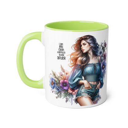 I Am My Own Happily Ever After Whimsical Floral Accent Mug - Perfect Gift for Her, Inspirational Coffee Cup, Self-Care Quotes, Boho Decor, Unique Tea Mug