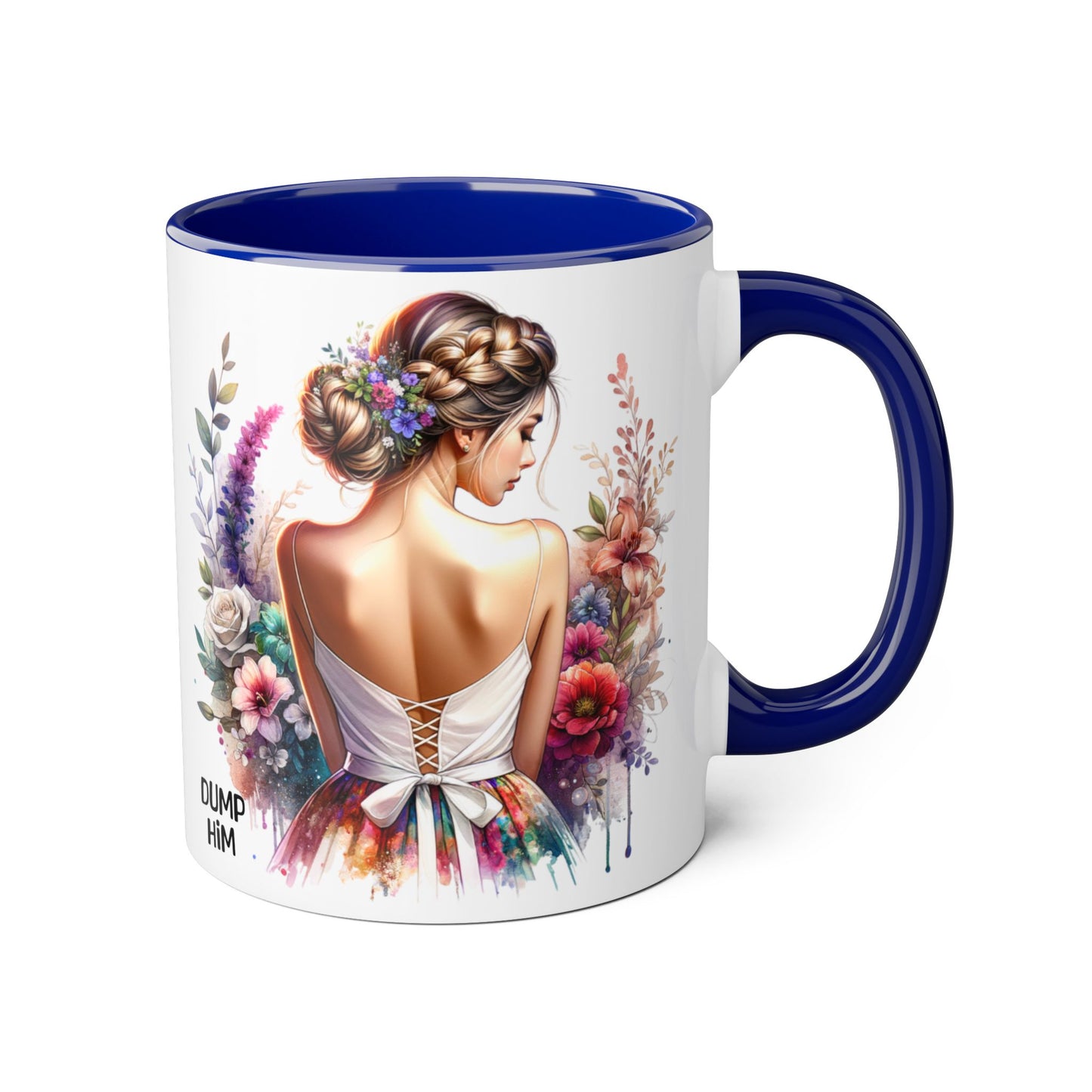 Floral Dump Him Mug, Cute Coffee Cup, Gift for Friends, Unique Kitchen Decor, Relationship Humor, Coffee Lover
