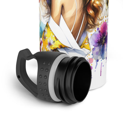 I Am My Own Happily Ever After Artistic Floral Stainless Steel Water Bottle - Stylish Design for Eco-conscious Travelers