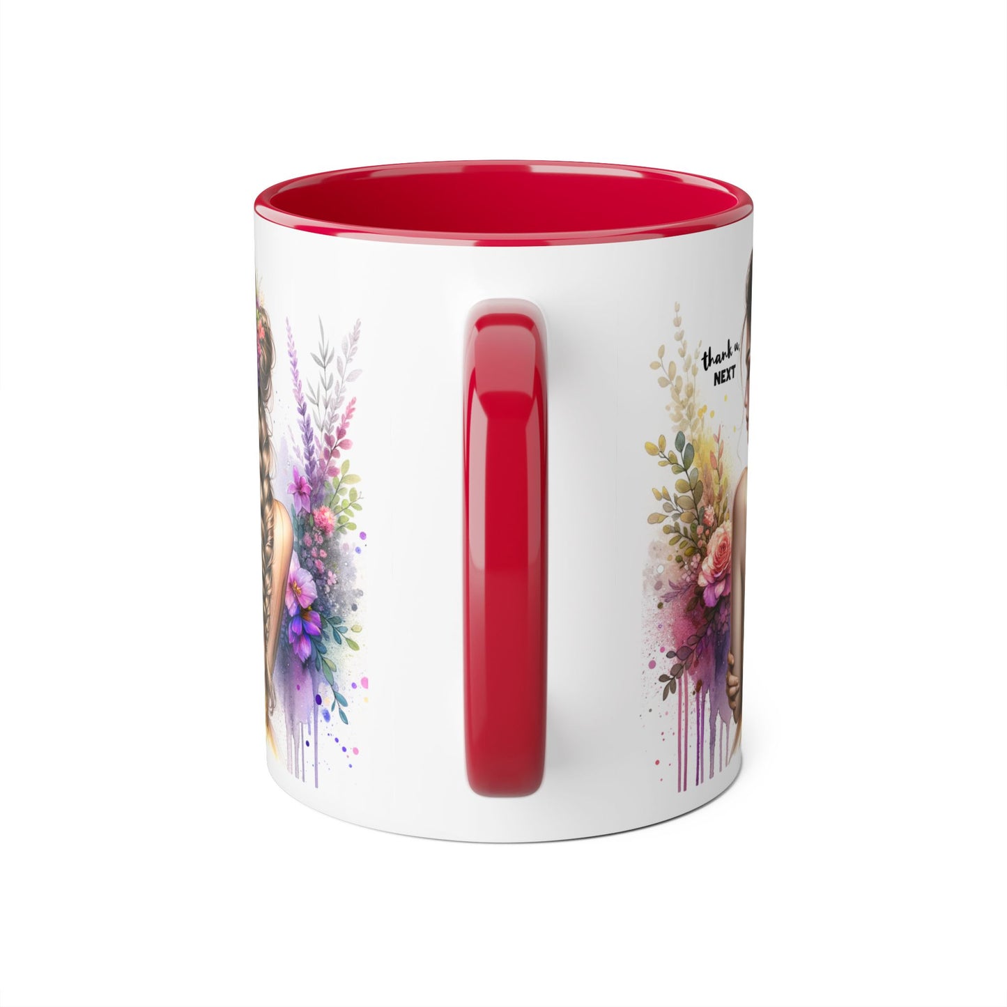 Thank U, Next Floral Art Accent Mug - Perfect Gift for Coffee Lovers, Boho Decor, Birthday, Tea Time, Home Office