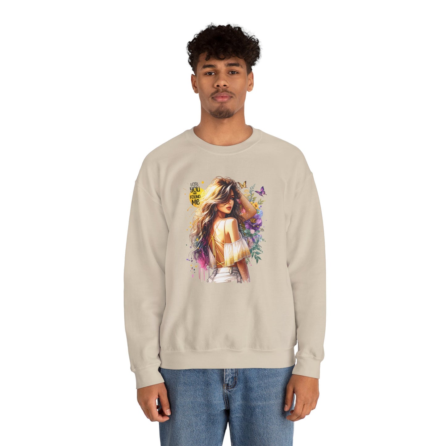 Lost You And Found Me Bohemian-Themed Crewneck Sweatshirt with Floral Design, Cozy Casual Wear, Gift for Her, Everyday Comfort, Family Gatherings, Spring Fashion