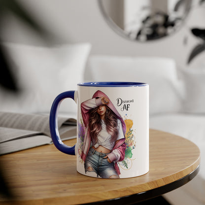 Trendy Accent Mug - 'Divorced AF' Design, Chic Gift for Friends, Coffee Lovers, Inspirational Drinkware, Birthday, Everyday Use