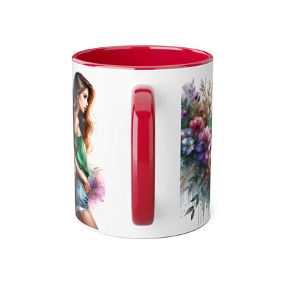 Yuck Fou Floral Accent Mug, 11oz Ceramic Coffee Cup, Inspirational Gift, Home Decor, Unique Art Mug, Perfect for Coffee Lovers