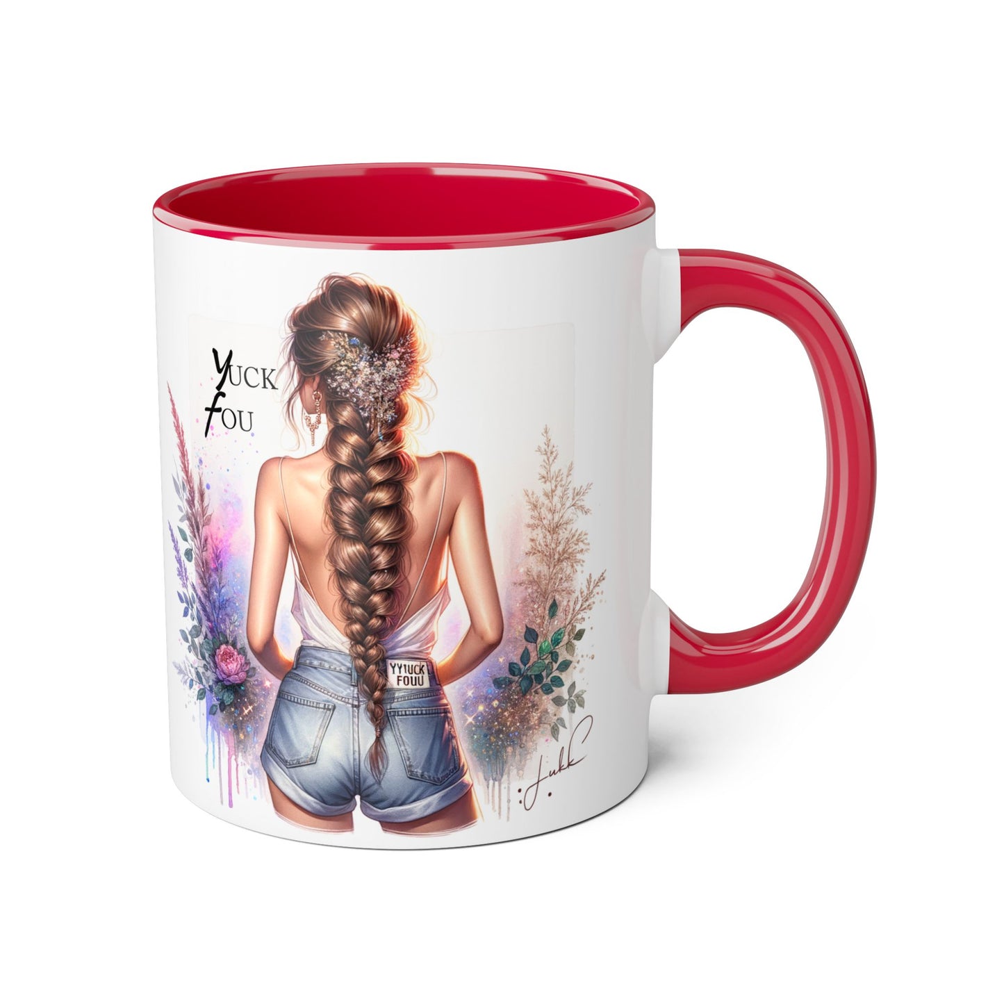 Yuck Fou Stylish Floral Accent Mug, Gift for Friends, Motivational Coffee Cup, Cute Home Decor, Art Lover's Mug, Perfect for Holidays