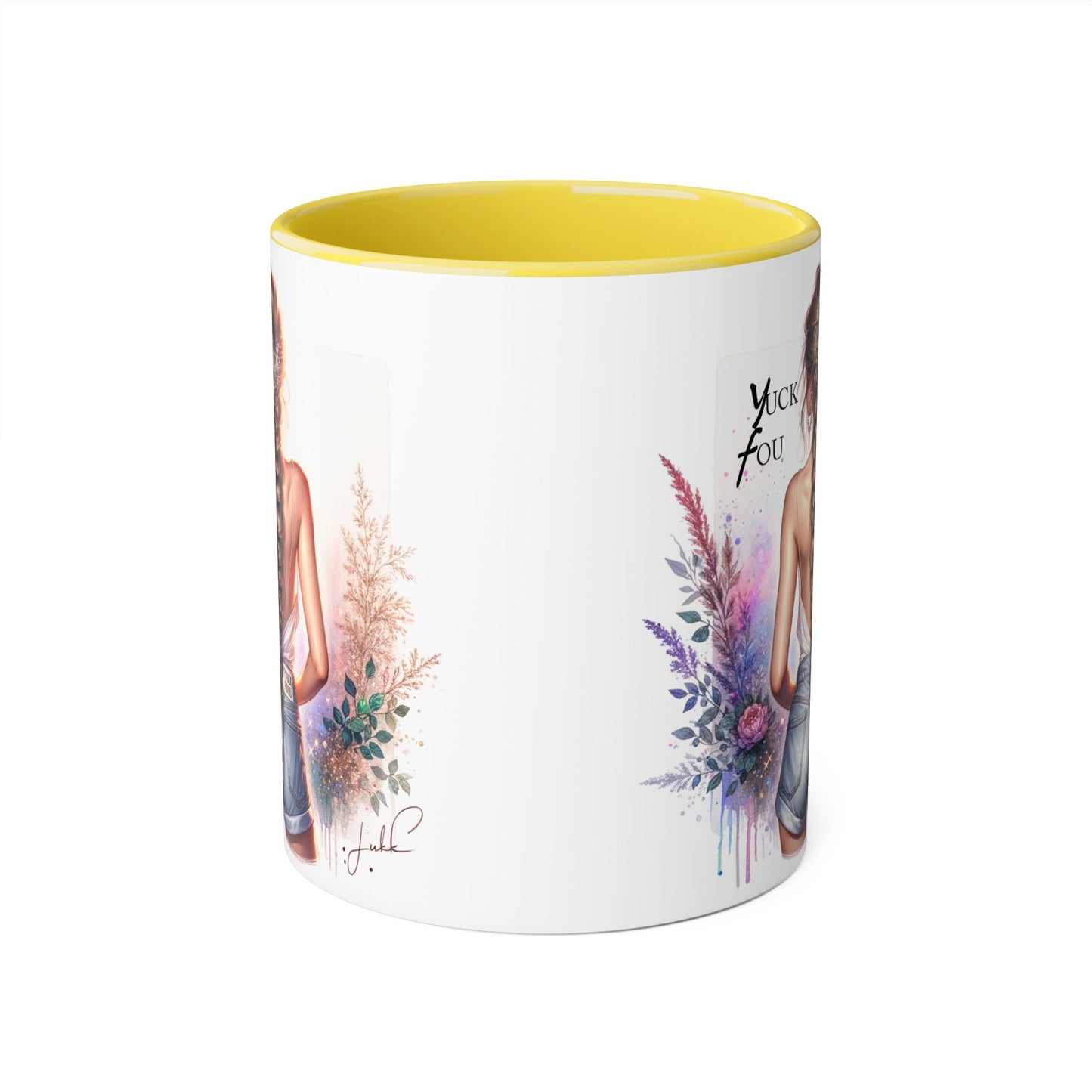 Yuck Fou Stylish Floral Accent Mug, Gift for Friends, Motivational Coffee Cup, Cute Home Decor, Art Lover's Mug, Perfect for Holidays