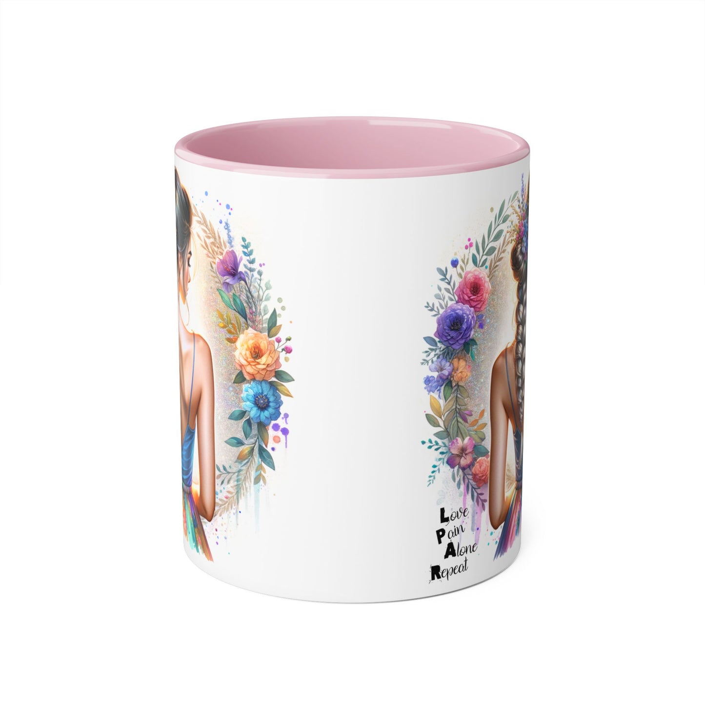Artistic Accent Mug, Floral Coffee Cup, Unique Gifts for Her, Inspirational Drinkware, Love Yourself Mugs, Boho Style