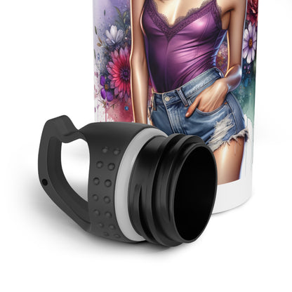 Thank U, Next Stylish Stainless Steel Water Bottle with Floral Art - Perfect for Gifts, Gym, Yoga, Hydration on the Go, Eco-Friendly