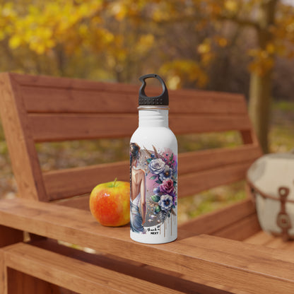 Thank U, Next Chic Floral Water Bottle, Motivational Drinkware, Eco-Friendly Stainless Steel, Fitness Hydration, Unique Gift for Her