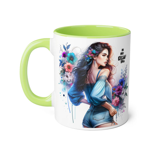 Bold Floral Accent Mug, 11oz | In My IDGAF Era, Ideal for Coffee Lovers, Gift for Her, Boho Decor, Motivational Gift