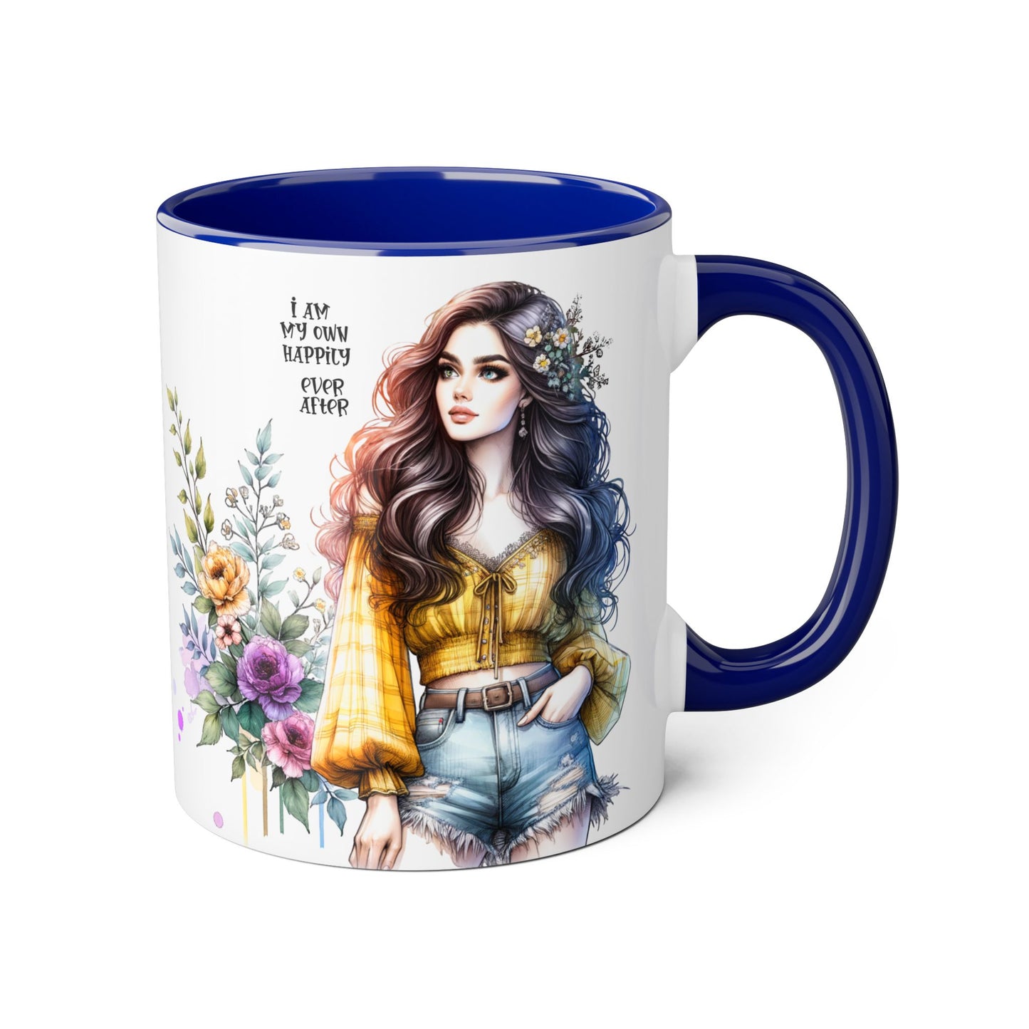 Inspirational Floral Accent Mug - 11oz, 'I Am My Own Happily Ever After '