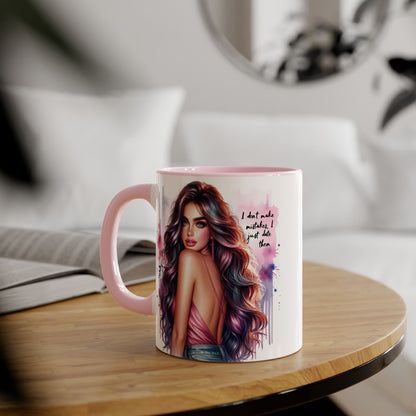 I Don't Make Mistakes, I Date Them Vibrant Accent Mug, Inspirational Coffee Cup, Artful Drinkware, Gift for Her, Motivational Mug, Home Decor, Unique Ceramic Cup