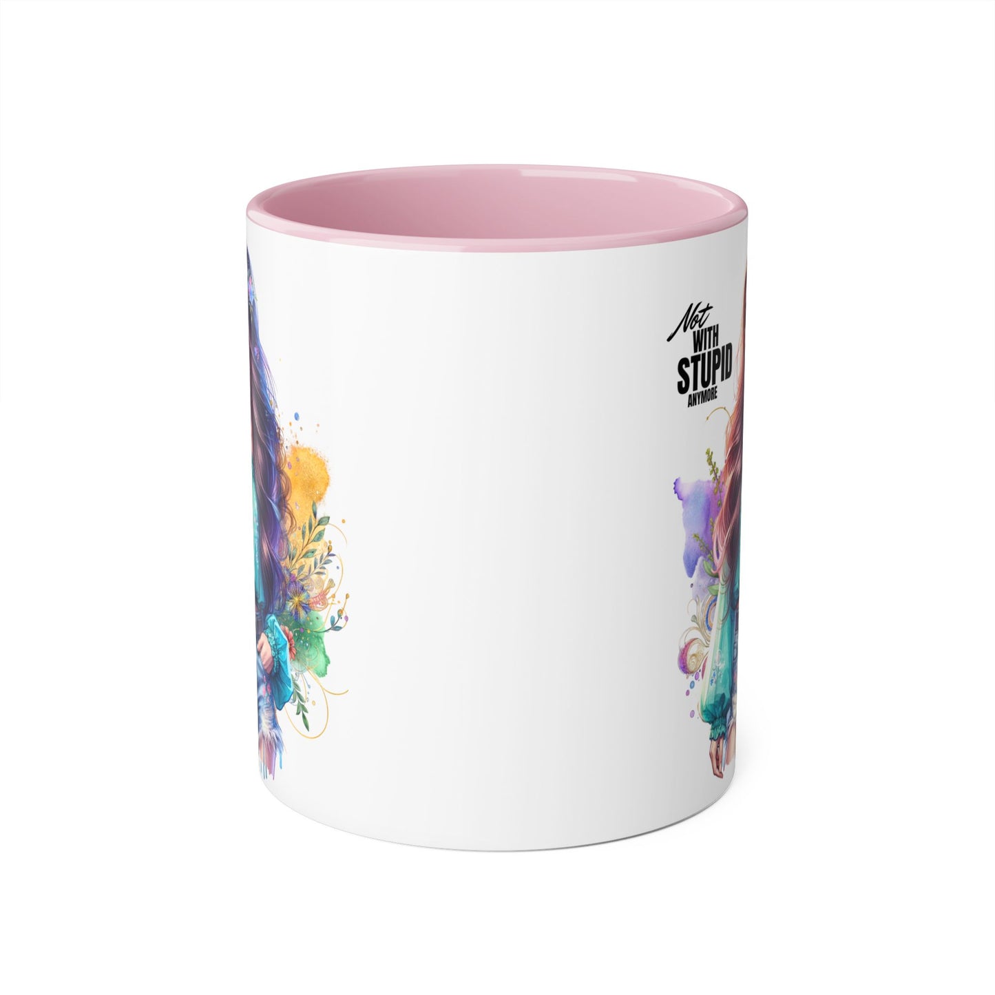 Not With Stupid Anymore Humoristic 11oz Accent Mug This humoristic mug