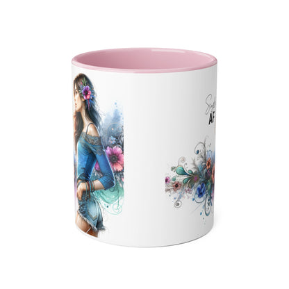 Stylish Accent Mug, Coffee Lover Gift, Floral Design Mug, Trendy Drinkware, Unique Gift for Her, Simple AF Mug