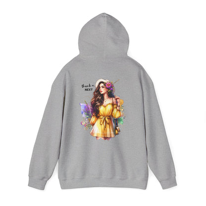 Thank U, Next Whimsical Fairy Art Hooded Sweatshirt, Cozy Apparel, Unique Gift, Casual Wear, Comfortable Layer