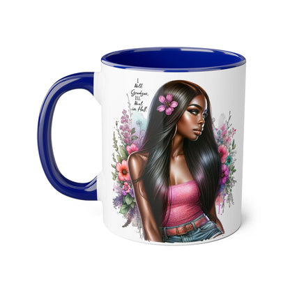 I Hold Grudges, I'll Heal in Hell  Humoristic Floral Portrait Coffee Mug - Perfect Gift for Her, Stylish Home Decor, Inspirational Quote, Unique Tea Cup, Birthday Treat