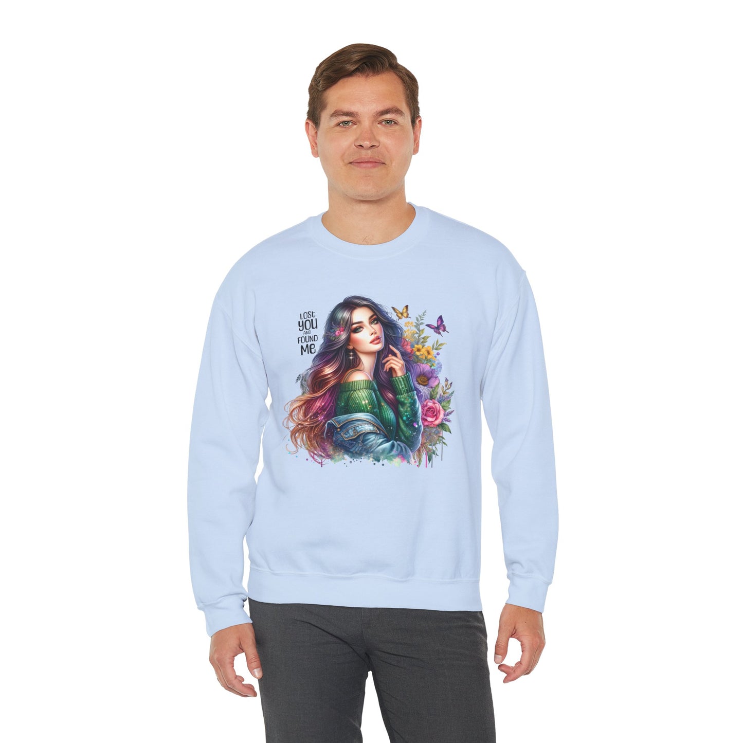 Lost You And Found Me Bohemian Floral Crewneck Sweatshirt, Cozy Graphic Sweatshirt, Gift for Her, Unique Art Pullover, Spring Fashion Crew
