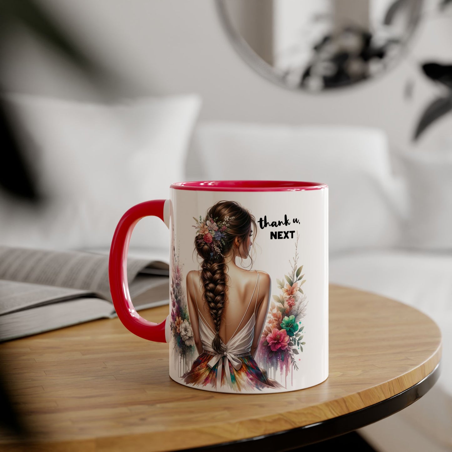 Thank U, Next Floral Thank You Accent Mug - Ideal Gift for Friends, Home Decor, Coffee Lovers, Birthday, Appreciation Moments, Artful Drinkware