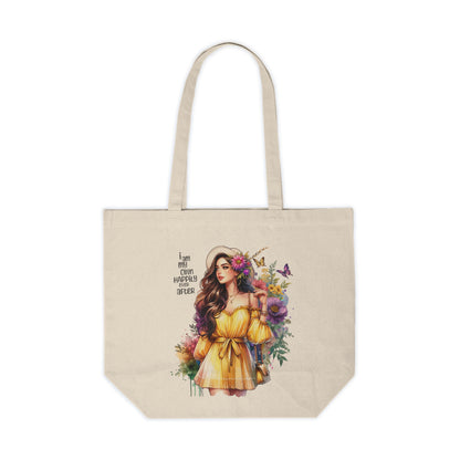 I Am My Own Happily Ever After Floral Canvas Tote Bag, Boho Shopping Bag, Eco-Friendly Reusable Bag, Gift for Her, Summer Tote, Beach Bag, Handmade