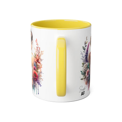 Single AF Floral Elegance Mug, Custom Coffee Cup, Gift for Her, Bridesmaid Present, Artful Design, Home Decor