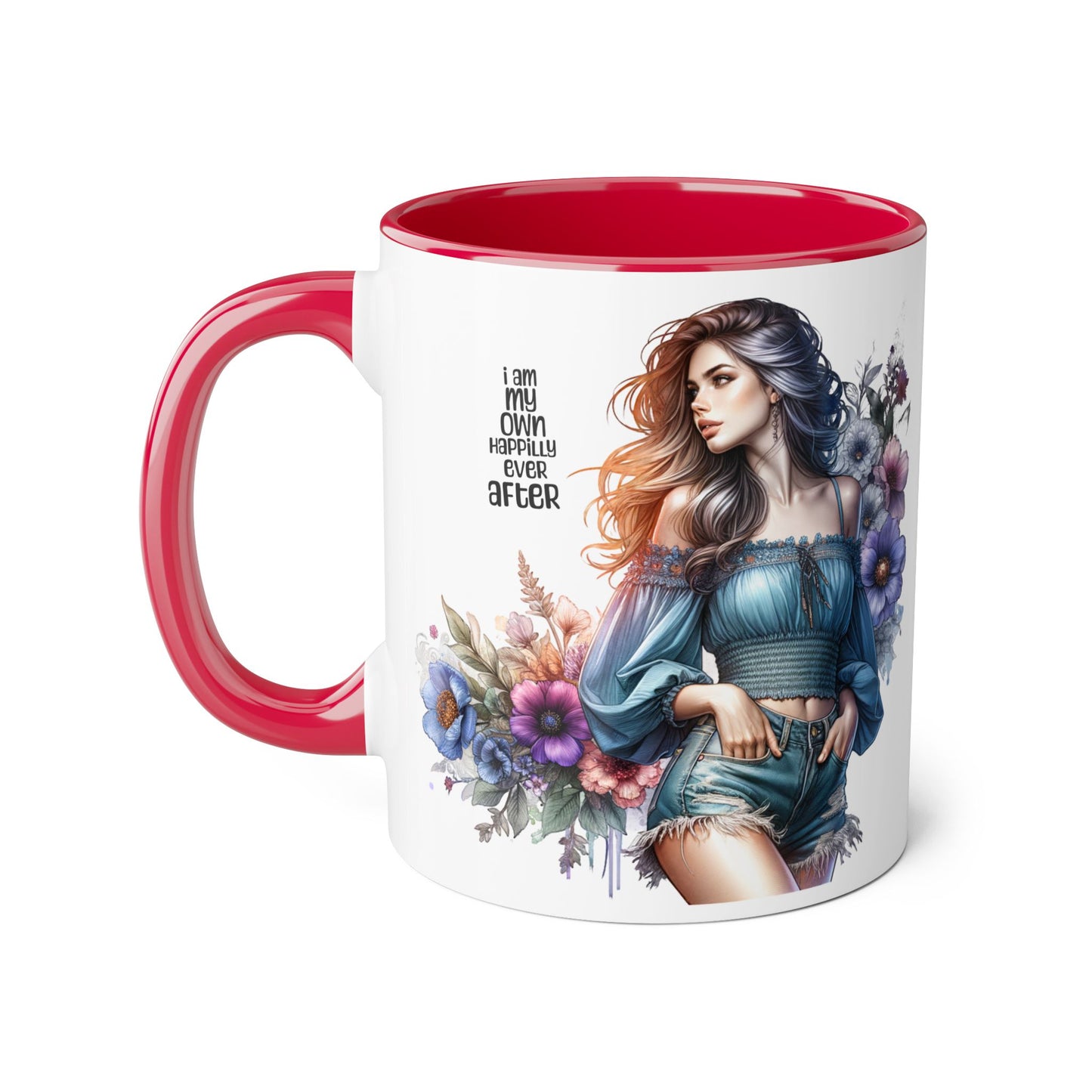 I Am My Own Happily Ever After Whimsical Floral Accent Mug - Perfect Gift for Her, Inspirational Coffee Cup, Self-Care Quotes, Boho Decor, Unique Tea Mug