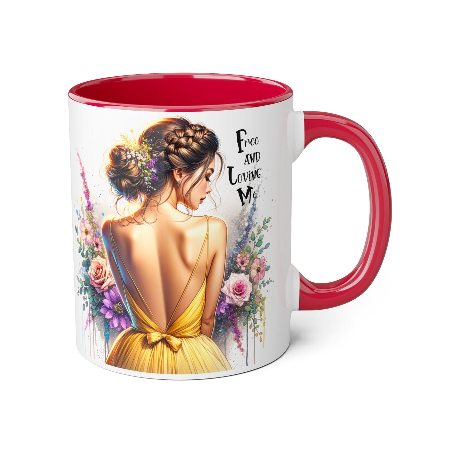 Floral Coffee Mug - Free and Loving Me, Artistic Gift for Her, Boho Style Coffee Cup, Inspirational Home Décor, Perfect for Birthdays, [...]