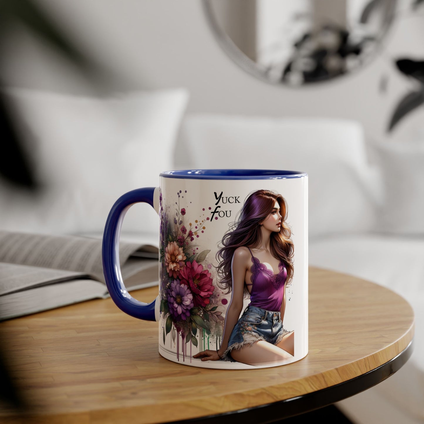 Yuck Fou Artistic Accent Mug - Vibrant Floral Design, Inspirational Gift, Coffee Lovers, Unique Home Decor, Perfect for Birthdays