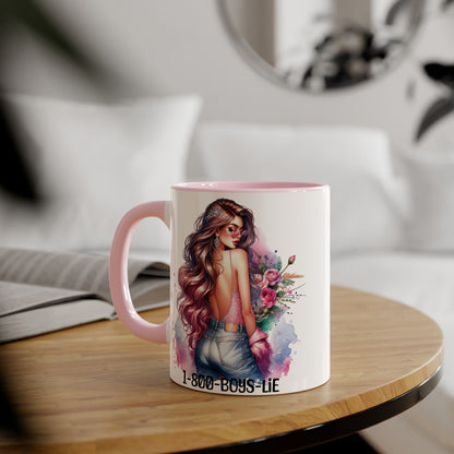 Trendy Coffee Mug with Chic Girl Design - Perfect Gift for Friends, 1-800-Boys-Lie, Cute Floral Mug, Birthday Gift, Coffee Lover, [...]