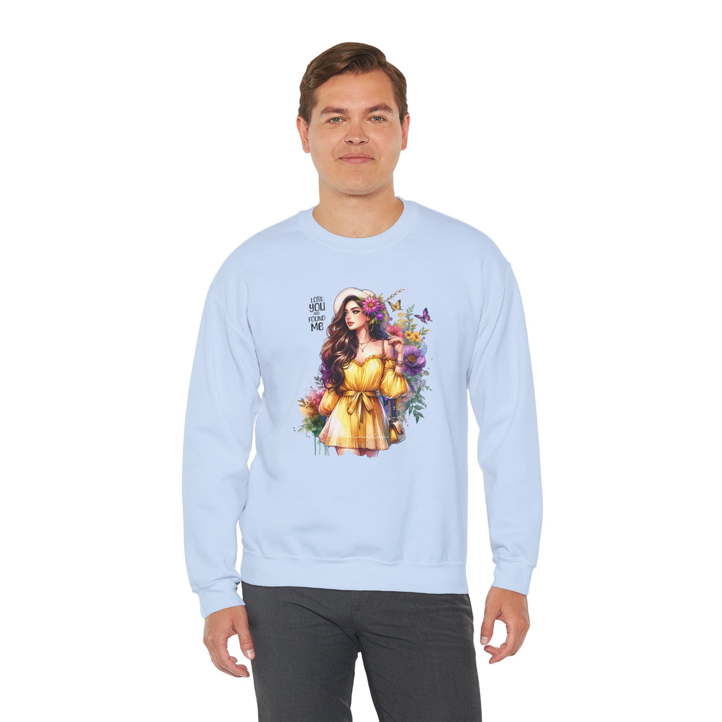 Lost You And Found Me Floral Art Crewneck Sweatshirt, Cozy Unisex Sweater, Gift for Her, Spring Fashion, Inspirational Apparel