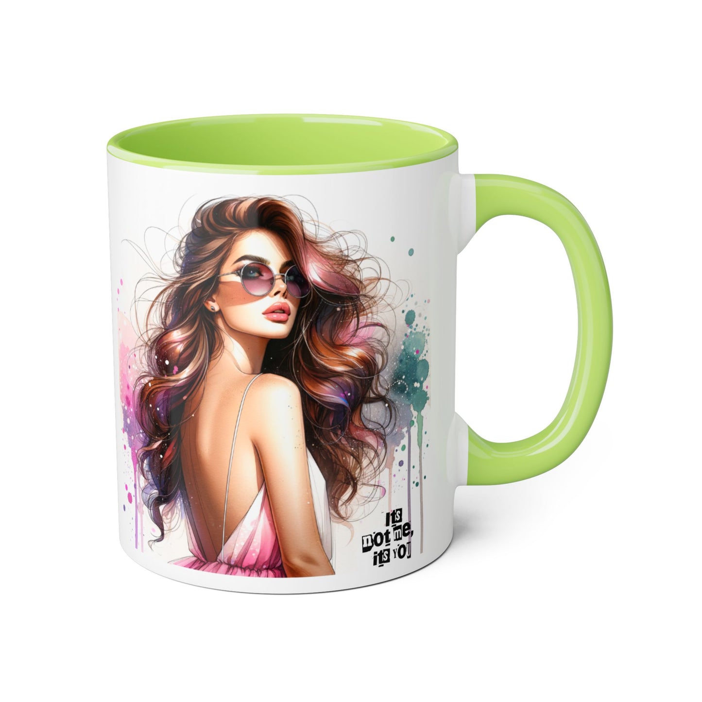 It's Not Me, It's You Humoristic Chic Abstract Accent Mug, Vibrant Coffee Cup, Trendy Gift for Her, Colorful Art Mug, Fashionista Drinkware