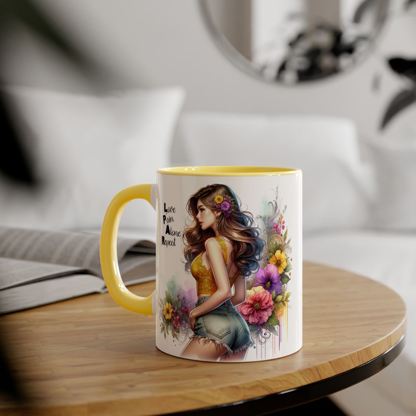 Colorful Floral Accent Mug with Inspirational Quote